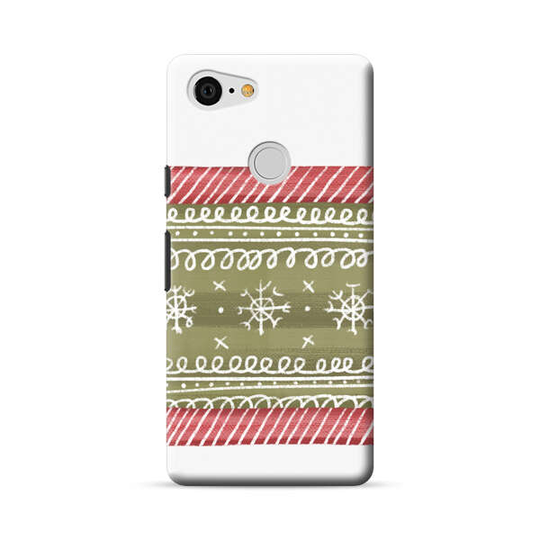 Winter Pattern with Snowflakes and Red Stripes Google Pixel 3 Hard Case