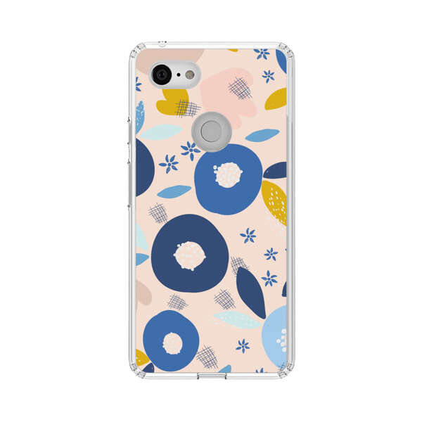Abstract Floral Pattern with Blue, Pink and Mustard Flowers Google Pixel 3 XL Case