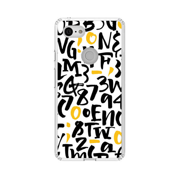 Abstract Typography Letter Number Pattern Google Pixel 3 XL Case