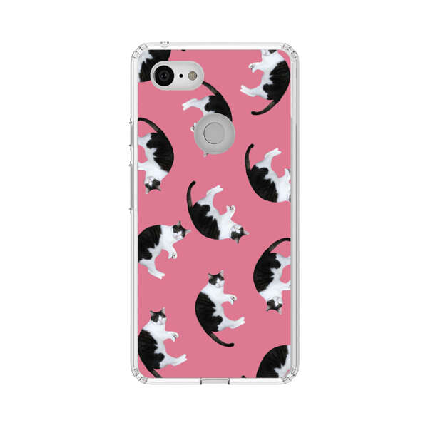 Black and White Cats Pattern on Pink Background Google Pixel 3 XL Case