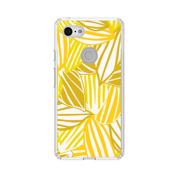 Bright Yellow Striped Tropical Leaves Pattern Google Pixel 3 XL Case