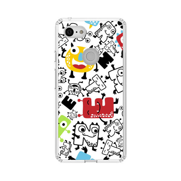 Colorful Cartoon Monsters Letters Pattern Google Pixel 3 XL Case