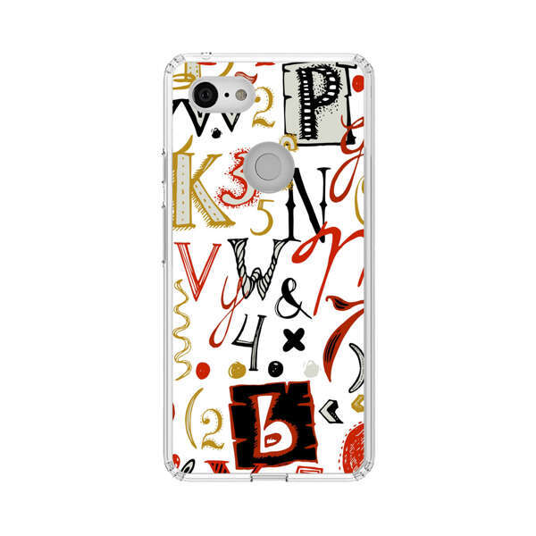 Colorful Hand Drawn Letters and Numbers Pattern Google Pixel 3 XL Case