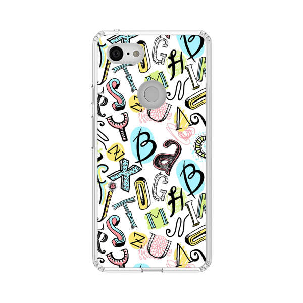 Colorful Scattered Alphabet Letters Pattern Google Pixel 3 XL Case