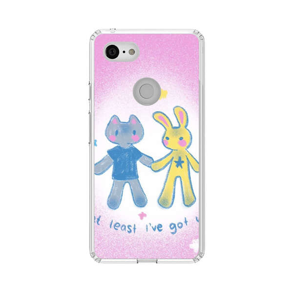 Cute Cat and Rabbit Holding Hands Google Pixel 3 XL Case