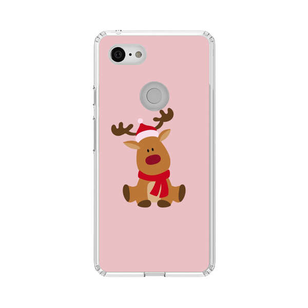Cute Reindeer with Santa Hat and Red Scarf Google Pixel 3 XL Case