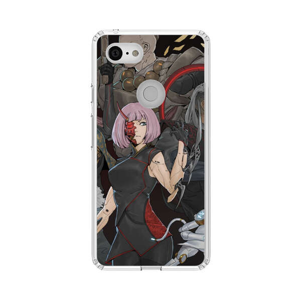 Futuristic Cyberpunk Warriors and Robotic Cat in Dynamic Pose Google Pixel 3 XL Case