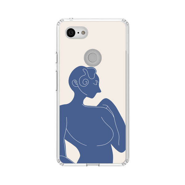 Minimalistic Abstract Female Silhouette Blue Google Pixel 3 XL Case