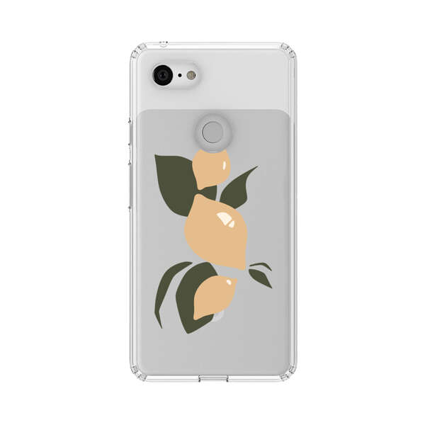 Minimalistic Beige Lemons with Green Leaves Google Pixel 3 XL Case