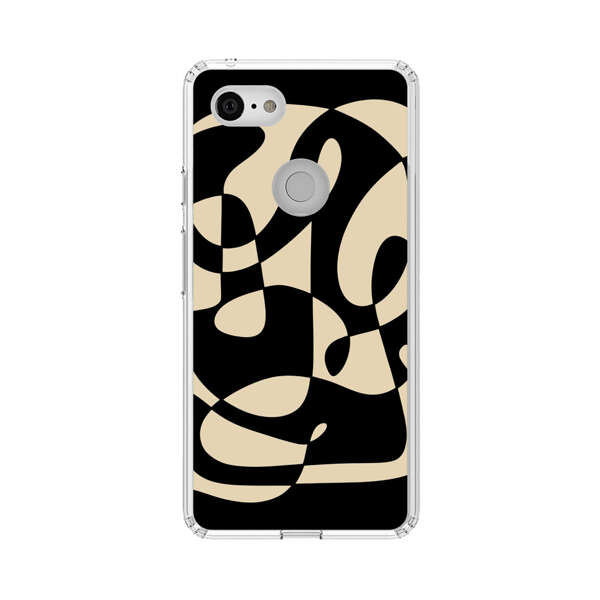 Modern Abstract Beige and Black Geometry Google Pixel 3 XL Case