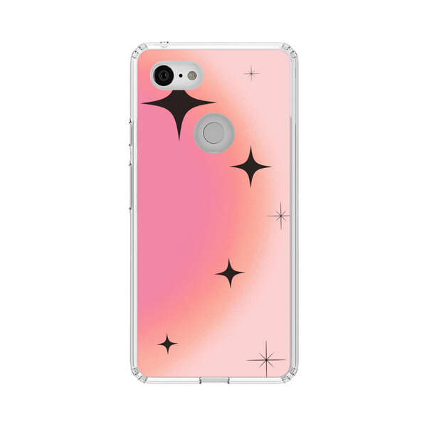 Pink Peach Gradient with Black Stars Google Pixel 3 XL Case