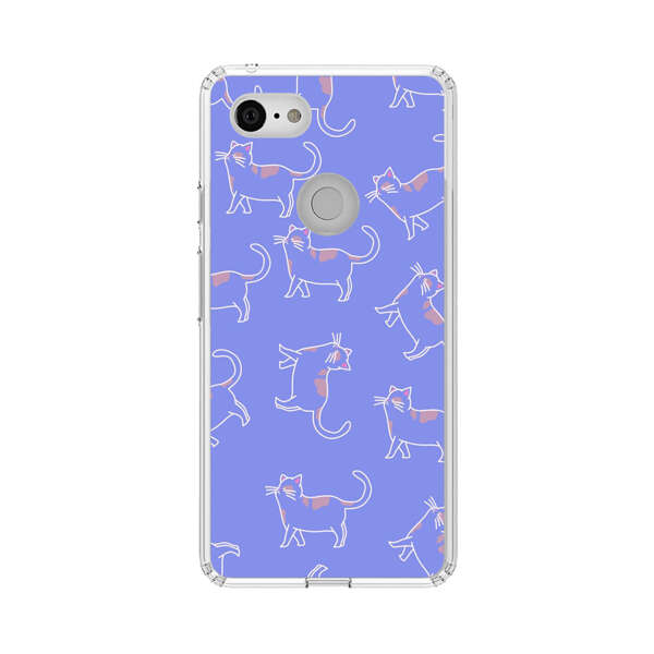 Playful Cartoon Cats on Purple Background Google Pixel 3 XL Case