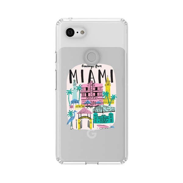Vibrant Miami Cityscape Illustration Google Pixel 3 XL Case