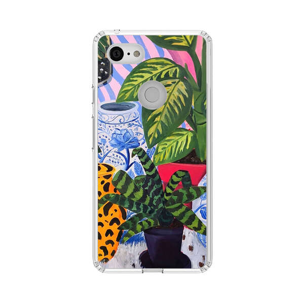 Vibrant Tropical Plants and Decorative Vases Google Pixel 3 XL Case
