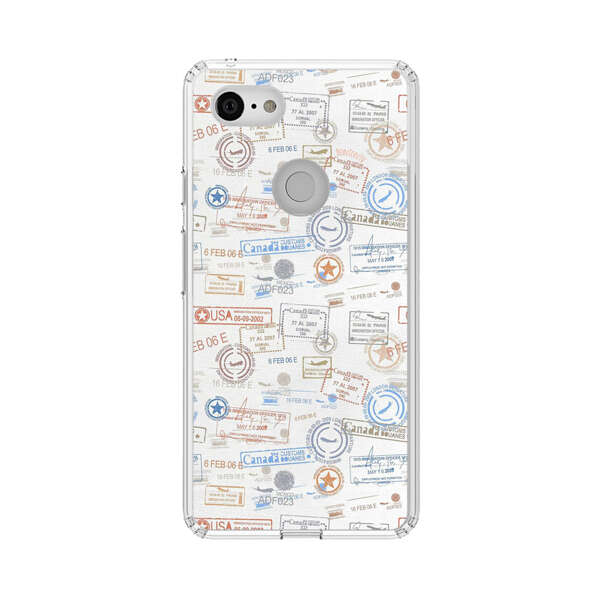 Vintage Passport Stamps Pattern Google Pixel 3 XL Case