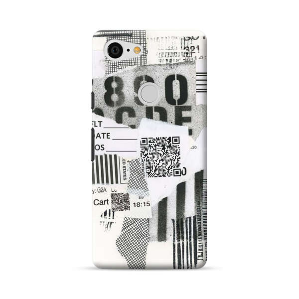 Abstract Collage Torn Paper Barcodes Google Pixel 3 XL Hard Case