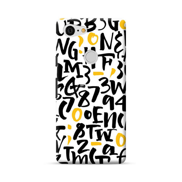 Abstract Typography Letter Number Pattern Google Pixel 3 XL Hard Case
