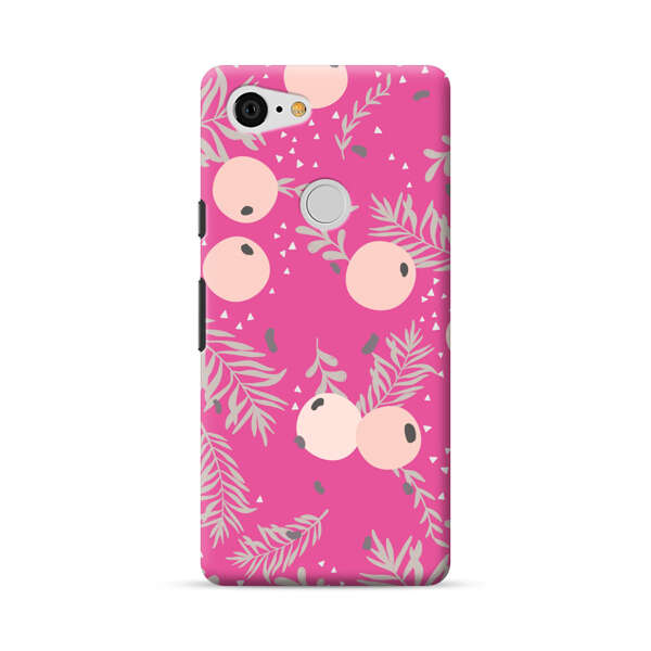 Berries Floral Pattern Pink Background Google Pixel 3 XL Hard Case