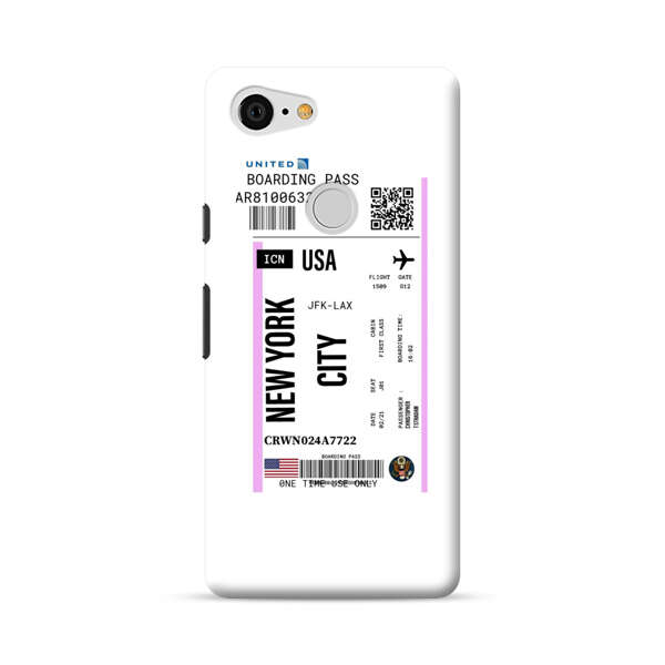 Boarding Pass New York City Flight Ticket Google Pixel 3 XL Hard Case