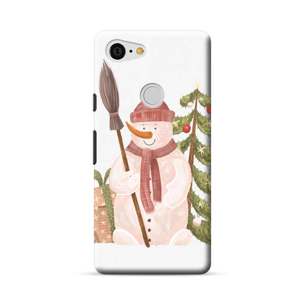 Charming Winter Snowman Illustration Google Pixel 3 XL Hard Case