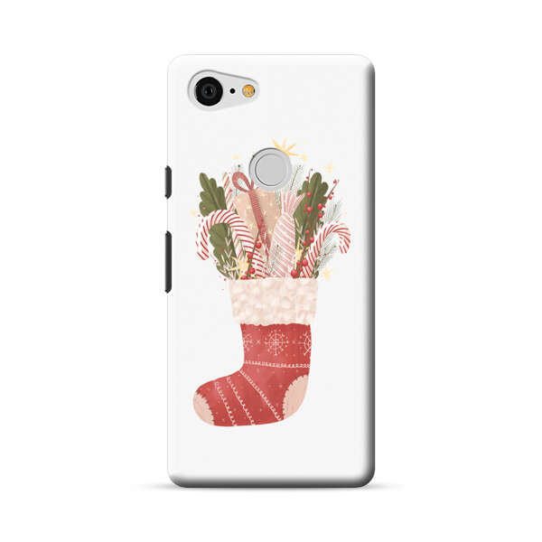 Christmas Stocking with Gifts and Candy Canes Google Pixel 3 XL Hard Case