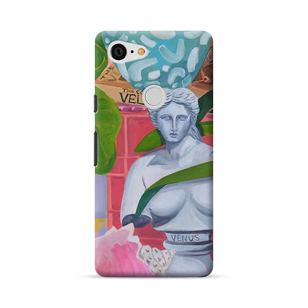 Classical Venus Bust with Green Leaves and Vibrant Vases Google Pixel 3 XL Hard Case