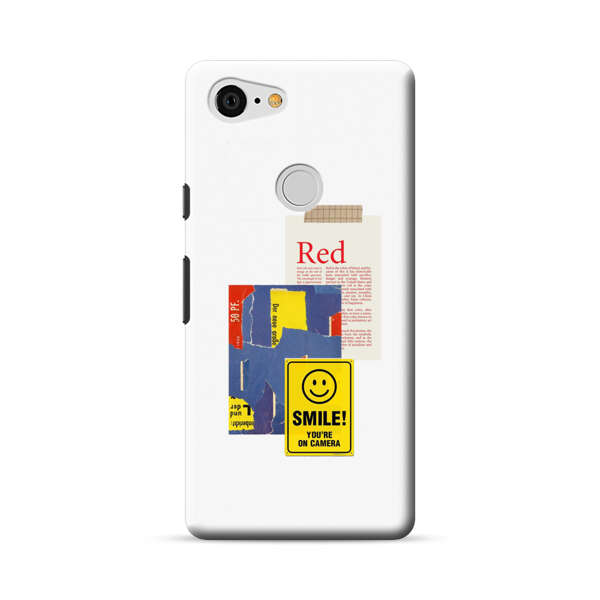 Collage Torn Paper Smiley Face Yellow Sign Google Pixel 3 XL Hard Case