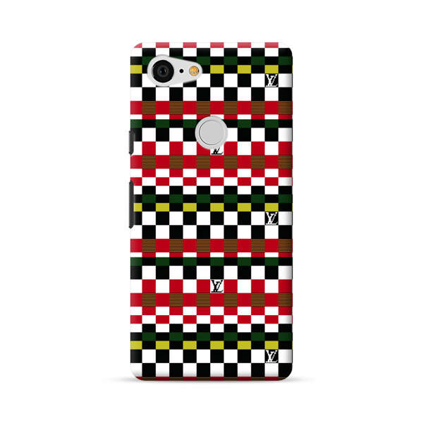 Colorful Checkerboard Stripes Pattern Google Pixel 3 XL Hard Case