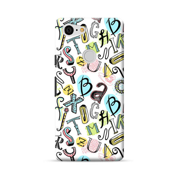 Colorful Scattered Alphabet Letters Pattern Google Pixel 3 XL Hard Case