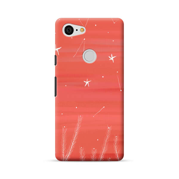 Coral Night Sky with Stars and Plants Google Pixel 3 XL Hard Case