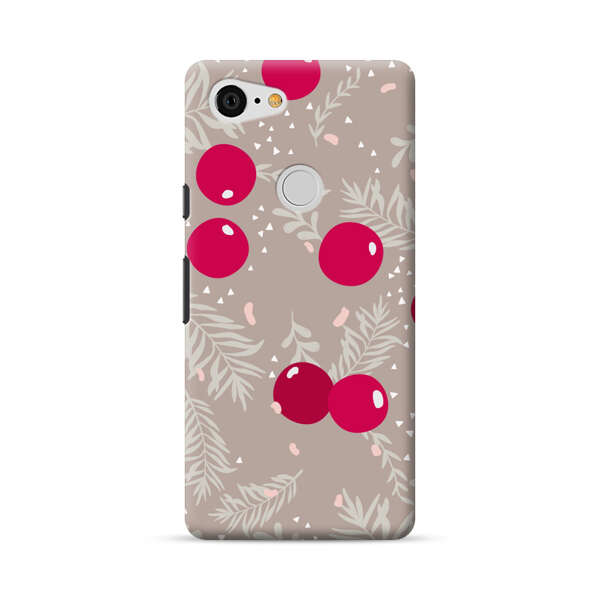 Cranberries and pine branches holiday pattern Google Pixel 3 XL Hard Case