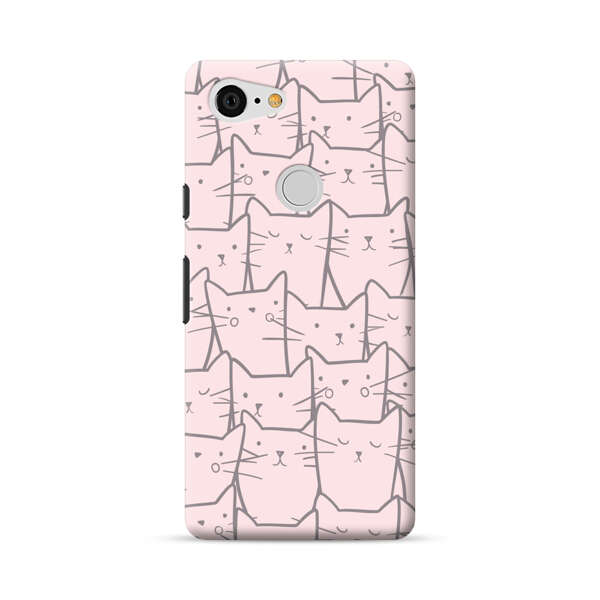 Cute Hand Drawn Cat Pattern Google Pixel 3 XL Hard Case
