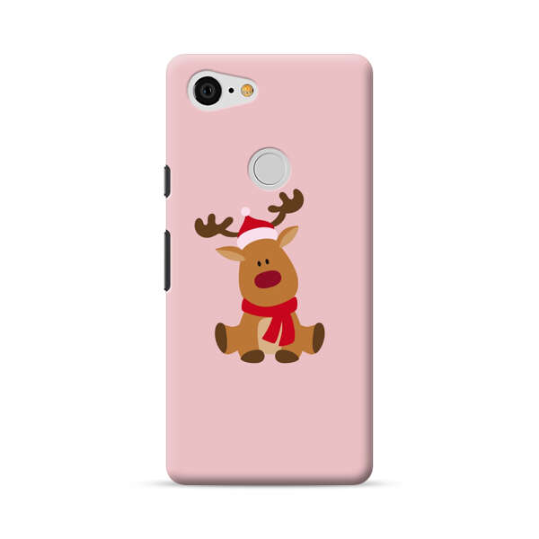 Cute Reindeer with Santa Hat and Red Scarf Google Pixel 3 XL Hard Case