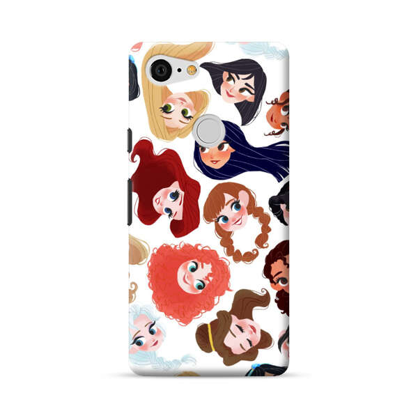 Diverse Animated Girl Faces Google Pixel 3 XL Hard Case