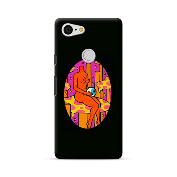 Faceless Nude Figure Holding Sphere Abstract Art Google Pixel 3 XL Hard Case