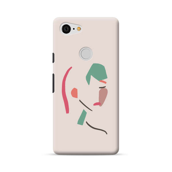 Minimalist Abstract Line Art Woman Face Google Pixel 3 XL Hard Case