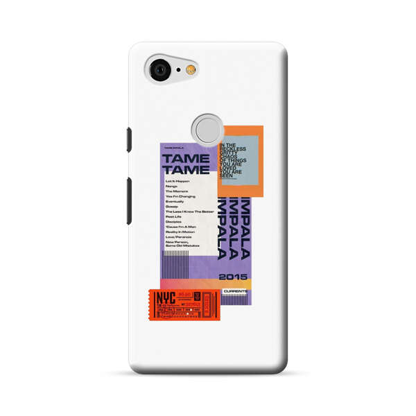 Modern Graphic Collage with Typography and Ticket Elements Google Pixel 3 XL Hard Case