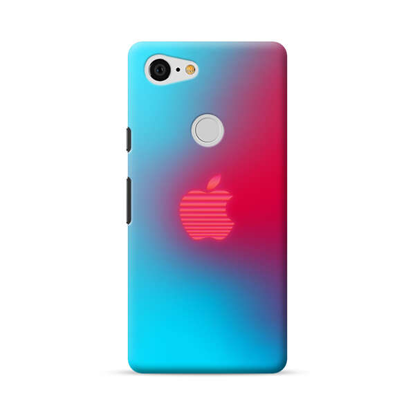 Neon Striped Apple Logo Gradient Background Google Pixel 3 XL Hard Case