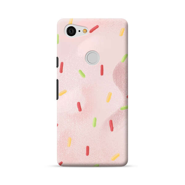 Pastel Pink Sprinkles Pattern Google Pixel 3 XL Hard Case