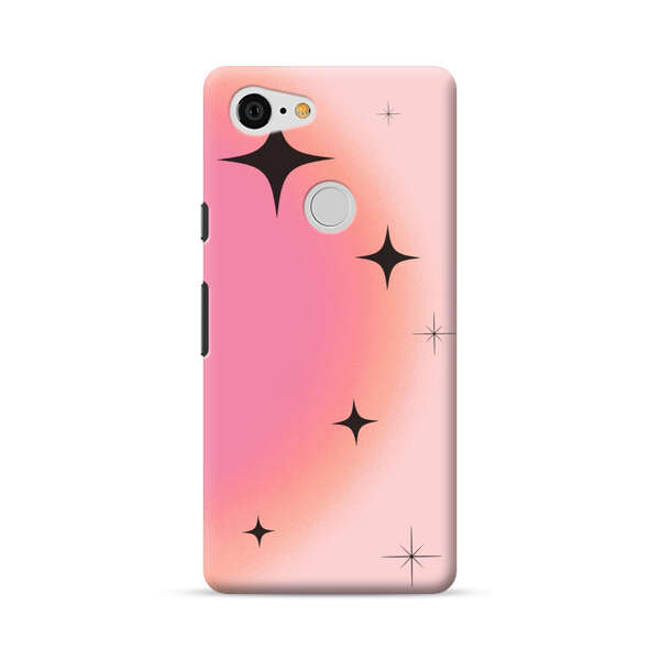 Pink Peach Gradient with Black Stars Google Pixel 3 XL Hard Case