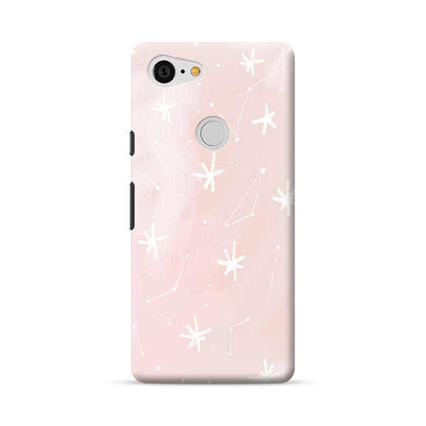 Pink Stars and Constellation Pattern Google Pixel 3 XL Hard Case