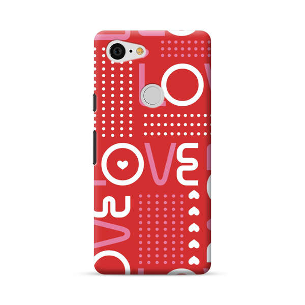 Red Love Typography Pattern Google Pixel 3 XL Hard Case