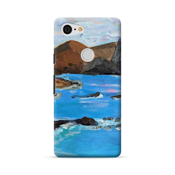Rocky Coastline Ocean Painting Google Pixel 3 XL Hard Case