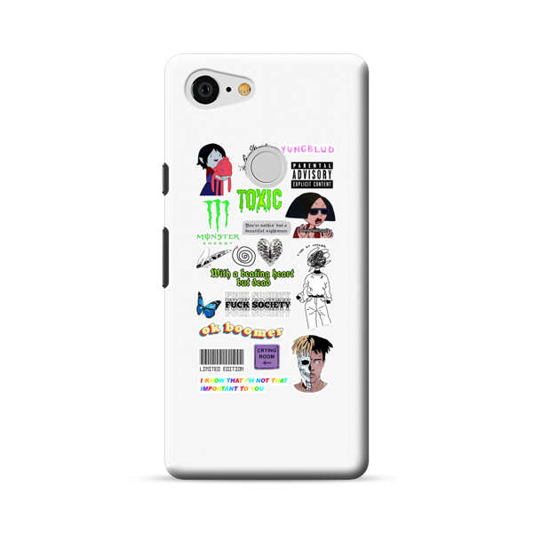 Sticker Collage Edgy Expressive Pop Culture Google Pixel 3 XL Hard Case