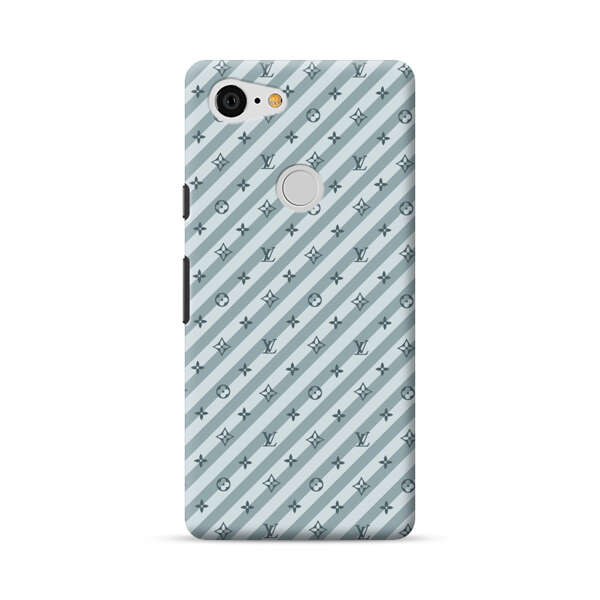 Stylish Blue Diagonal Striped Luxury Logo Pattern Google Pixel 3 XL Hard Case