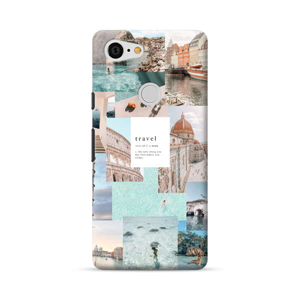 Travel Scenic Collage with Landmarks and Coastline Google Pixel 3 XL Hard Case