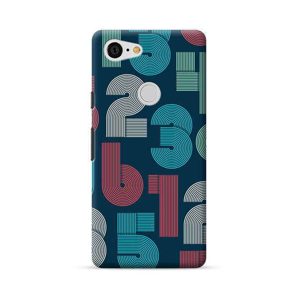 Vibrant Seamless Pattern of Colorful Stylized Numbers Google Pixel 3 XL Hard Case