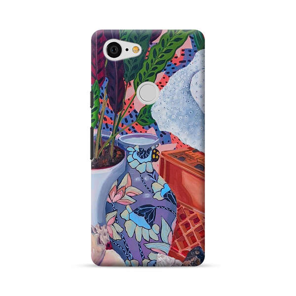 Vibrant Still Life with Plants and Vase Google Pixel 3 XL Hard Case