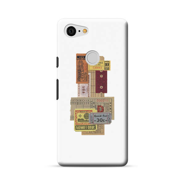 Vintage Admission and Raffle Tickets Collage Google Pixel 3 XL Hard Case