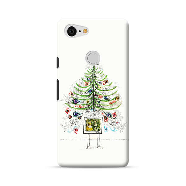 Whimsical Christmas Tree Artistic Design Google Pixel 3 XL Hard Case